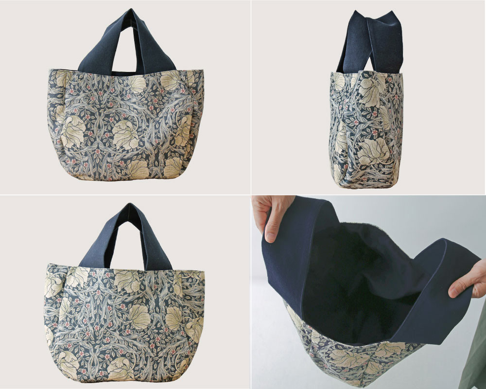 ☆【William Morris】MNI PIMPERNEL /Fog Navy ラウンドトートバッグ(M