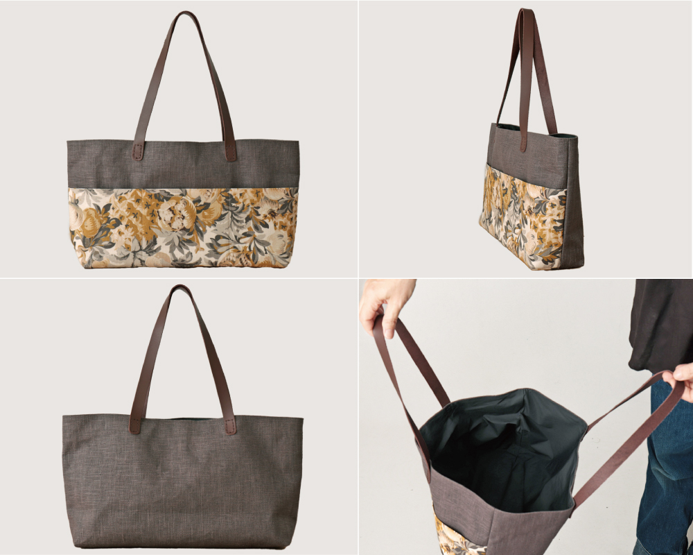Francis Antique Charcoal 片側ポケットの横長トートバッグキット M便ng の通販 Swany Online Shop リネンや生地の通販 鎌倉スワニー