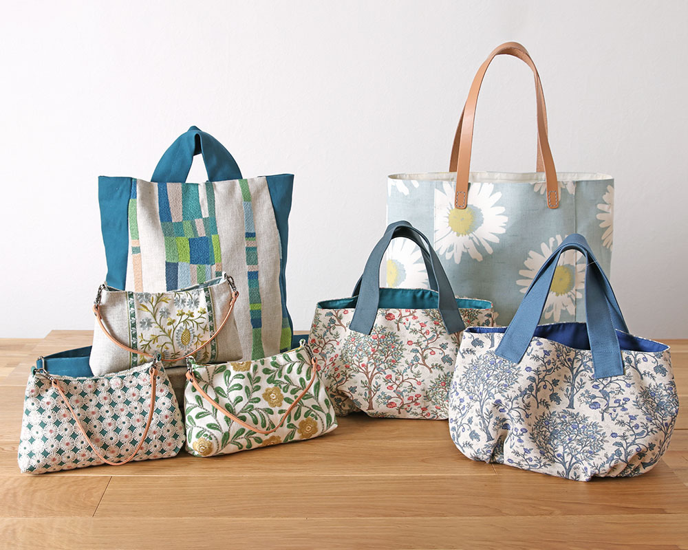 ☆【William Morris】LITTLE GARDEN /Red Green パンプキンバッグ(S