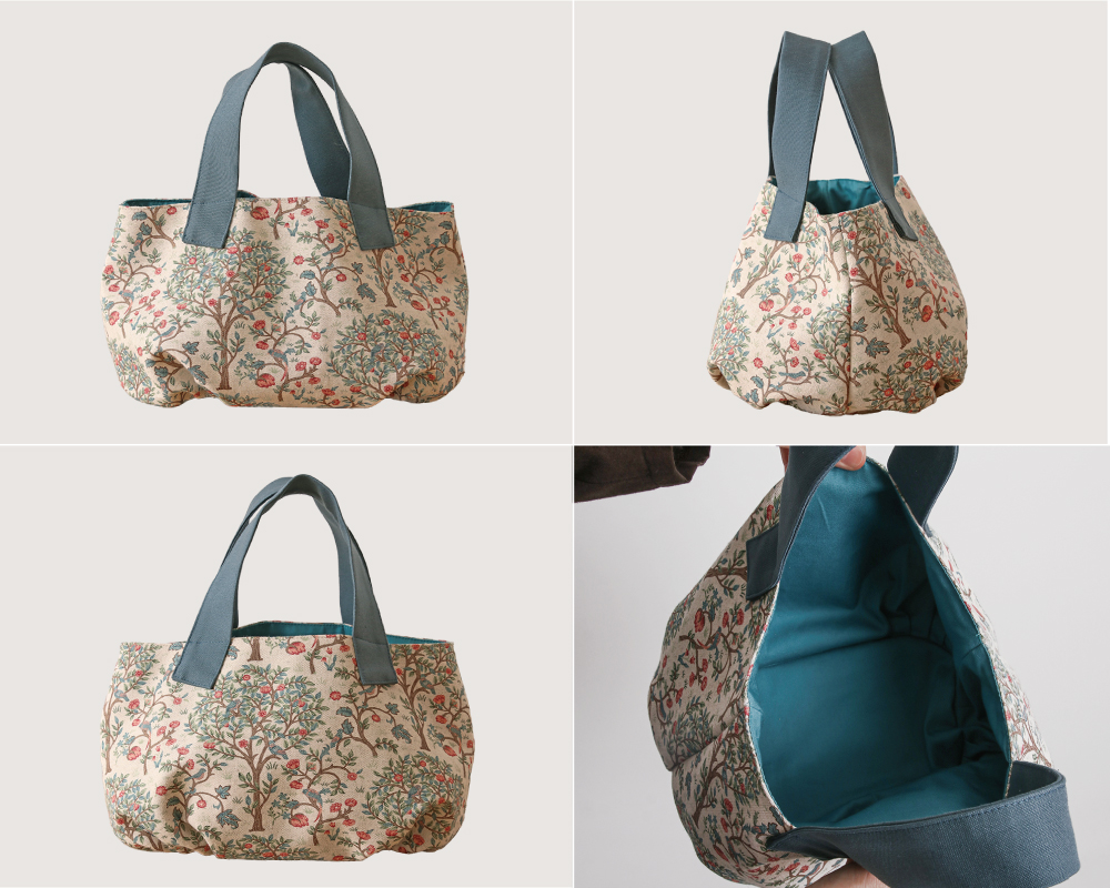 ☆【William Morris】LITTLE GARDEN /Red Green パンプキンバッグ(S