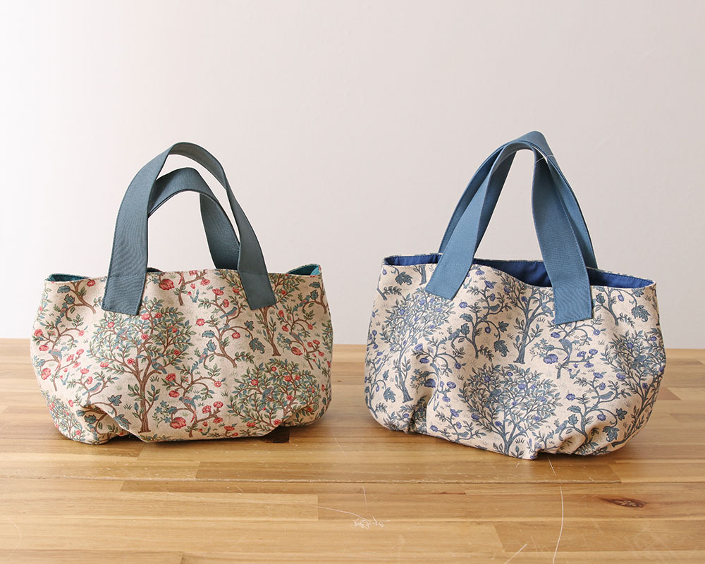 ☆【William Morris】LITTLE GARDEN /Red Green パンプキンバッグ(S