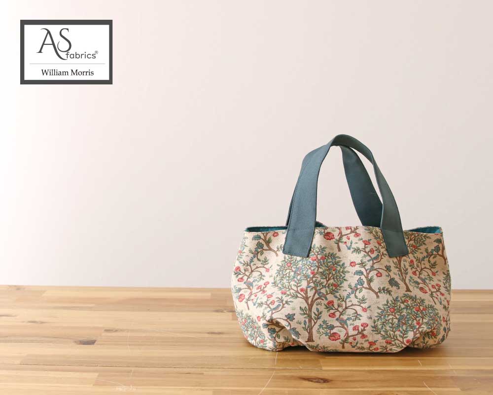 ☆【William Morris】LITTLE GARDEN /Red Green パンプキンバッグ(S