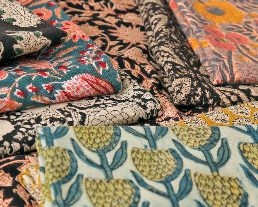 ブロックプリントのコットンリネン・フランネル Darla [M便 1/4]の通販