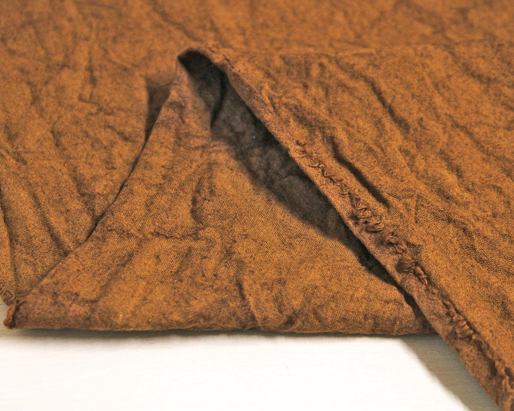 ヴィンテージソフト加工＞柿渋染めのハーフリネン・ライトキャンバス