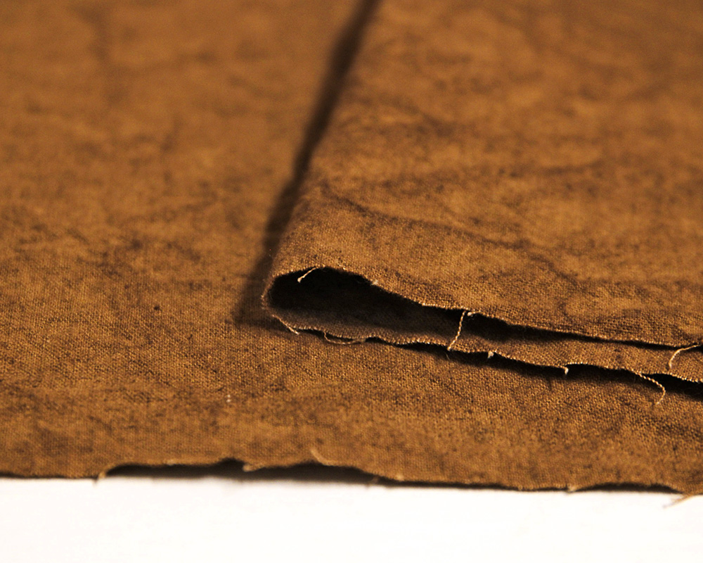 ヴィンテージソフト加工＞柿渋染めのハーフリネン・ライトキャンバス