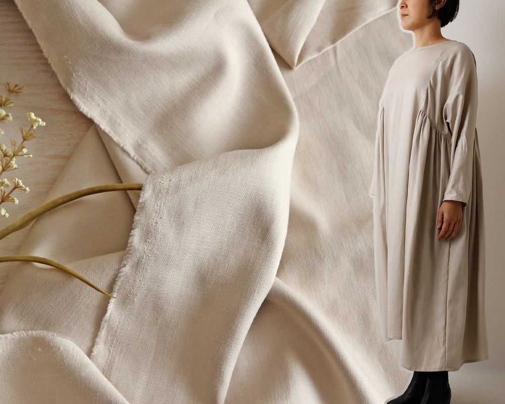 ソフト加工＞リネンandレーヨンの柔らかナチュラルファブリック