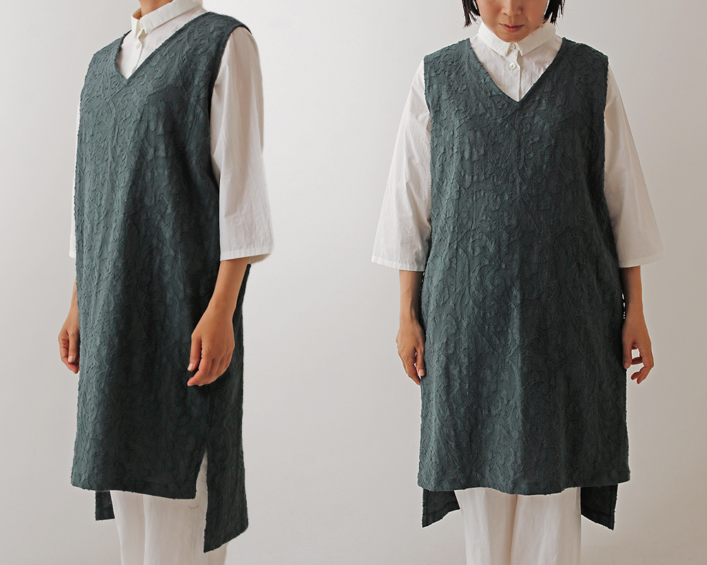 ヴィンテージソフト加工＞コットンandリネンのカットジャガード Clara