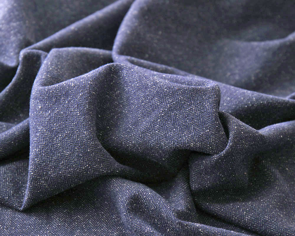 PD]＜岡山県産＞ミッドナイトネイビーのジャズネップ・ヘリンボーン柄