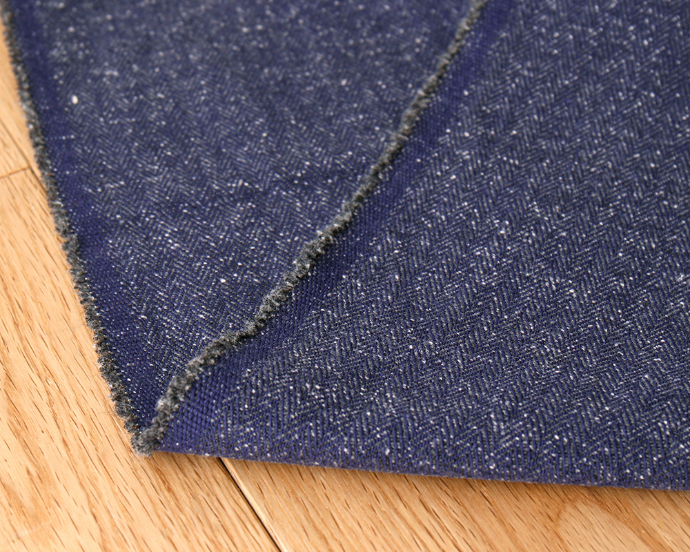 PD]＜岡山県産＞ミッドナイトネイビーのジャズネップ・ヘリンボーン柄