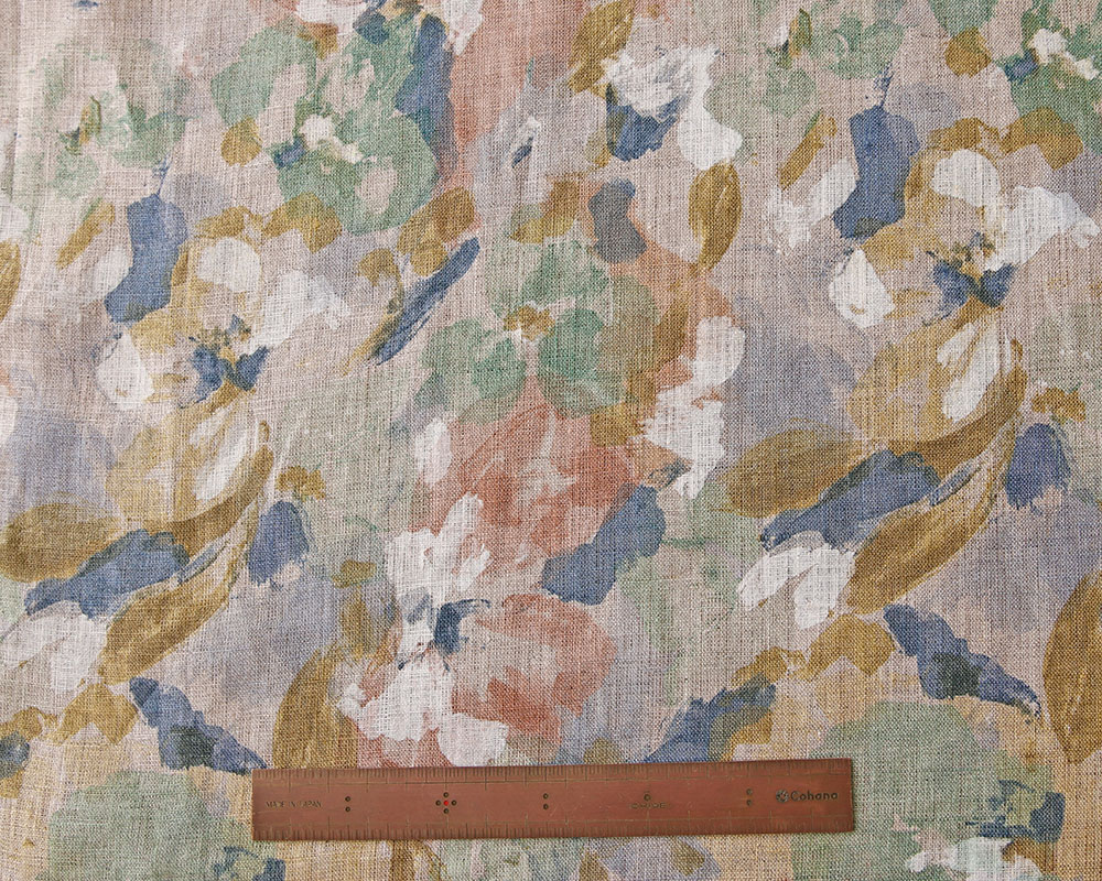 ナチュラルソフト加工＞60番手・リネンプリント Olivia [M便 1/6]の