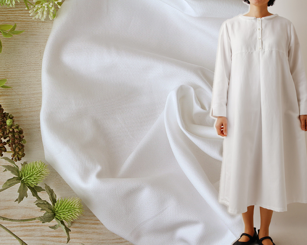 播州織＞ふわっと織のコットンandリヨセル ミルキーホワイトMaya [M便