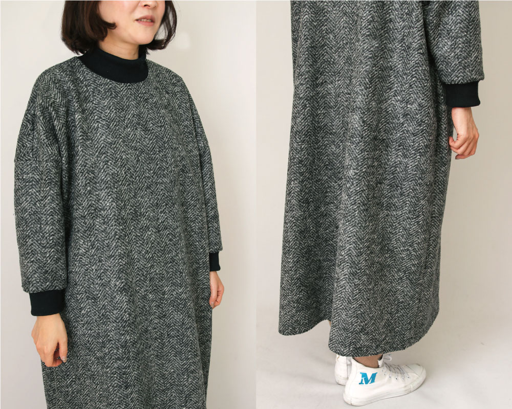 ソーイングセット ボックスシルエットのワイドワンピース Yk0081 Sm L2l 2 6ｍ リブw577 1 0 2ｍ M便ng の通販 Swany Online Shop リネンや生地の通販 鎌倉スワニー