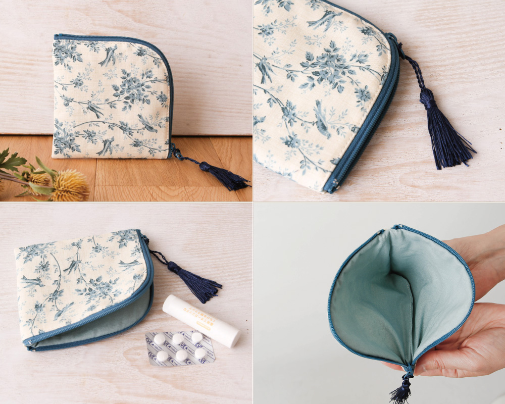 フラットポーチ☆ハンドメイド☆オーダーページ【28】 ☆moda フレンチジェネラルで作る「フラットカーブポーチ(A)」キット