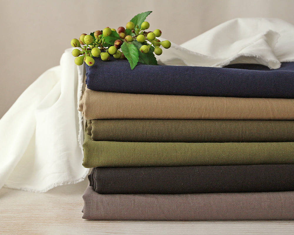 ヴィンテージソフト加工＞コットンandラミーのバックサテンクロス