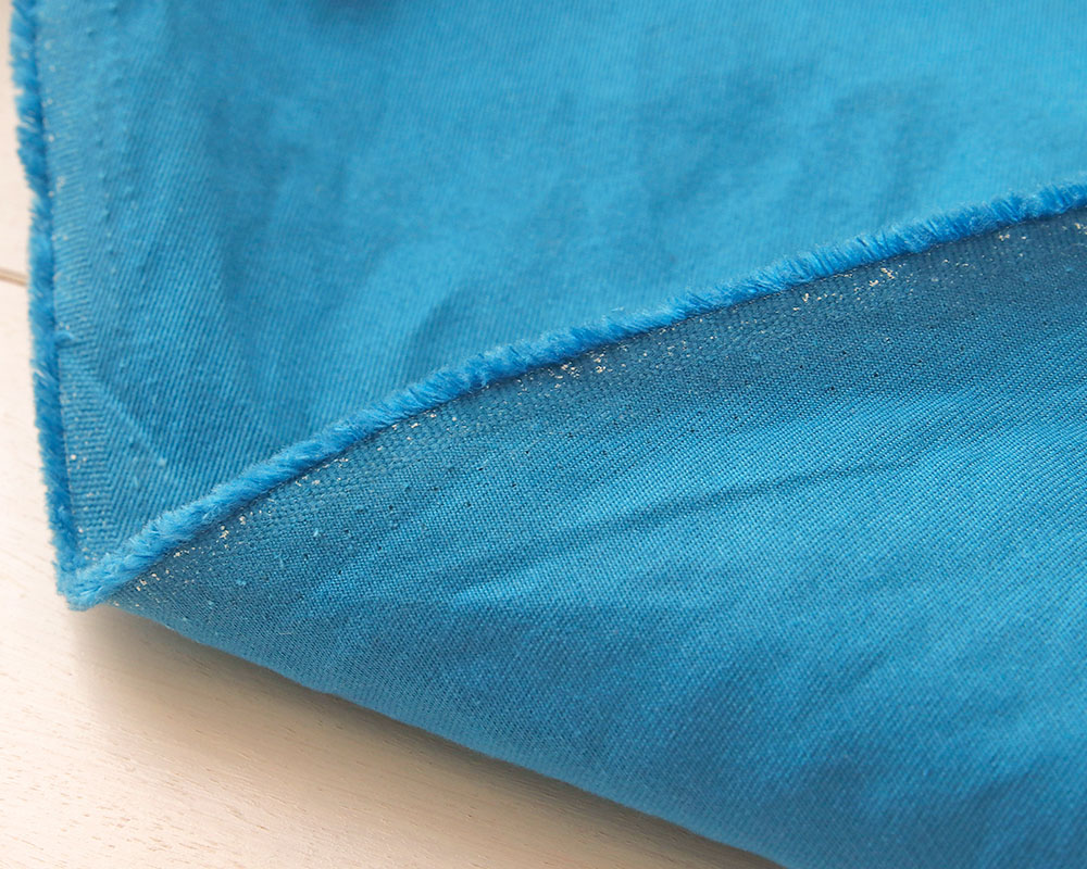 ヴィンテージソフト加工＞ディープアクアブルーのしっかり綾織り