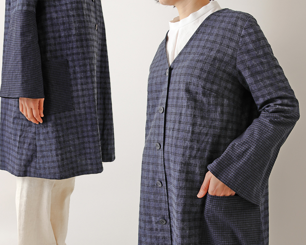【美品】マッキントッシュ☆リネン　インディゴ　チェック　スイングトップ　ブルゾン niko and ｜チェックスイングトップブルゾン | Rakuten Fashion