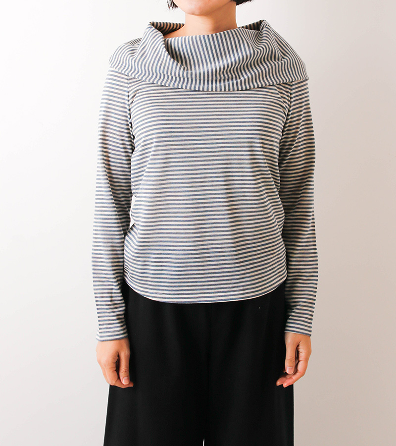 PD]【5mカット】トップミックス染めのウール混ボーダーニット Sara [M