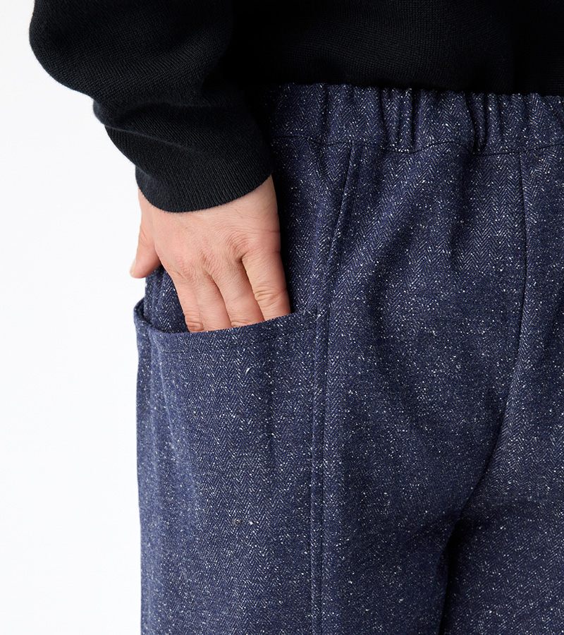 PD]＜岡山県産＞ミッドナイトネイビーのジャズネップ・ヘリンボーン柄