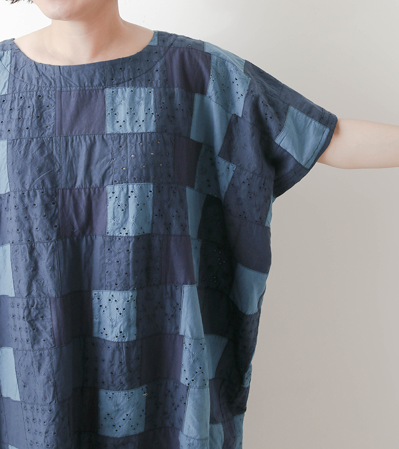 インディゴ染めのインド刺繍 パッチワーク Marion [M便 1/3]の通販