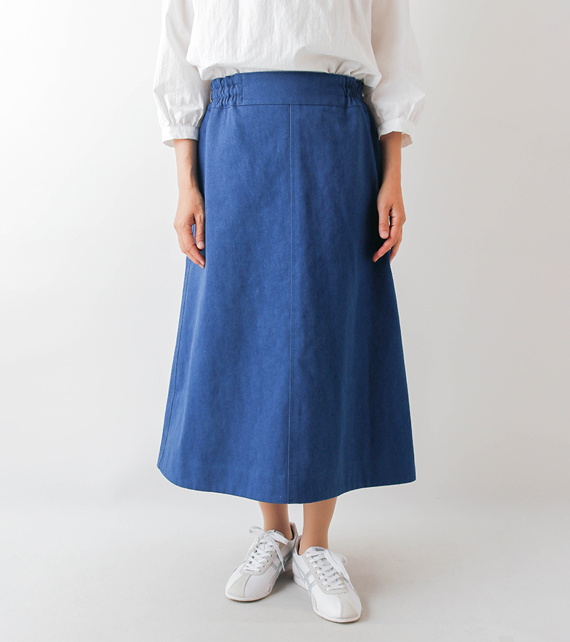 522 ペイント染めデニム　スニペットロール　1メートル Japan Denim・ヴィンテージ・ソフト加工＞ミディアムカラーの