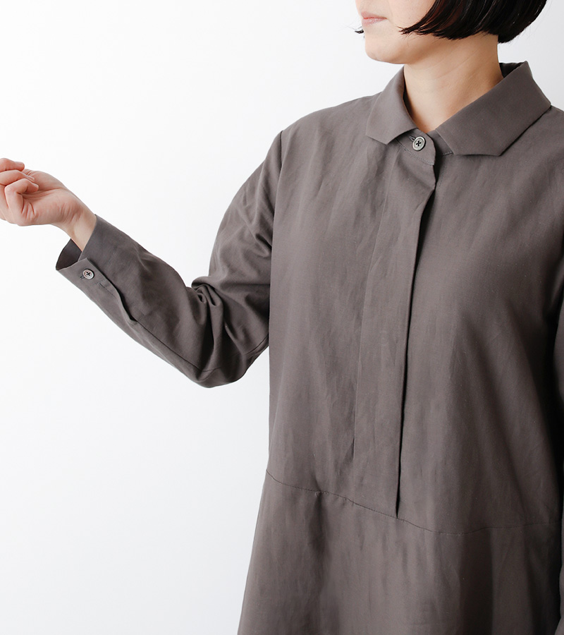 実物大型紙【No.6017】比翼あきの切替フレアーワンピース(SML・2L) [M