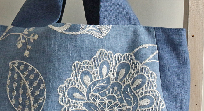ADRIANA Frenchblue Embridery ラウンドトートバッグ(M)キット [M便NG 